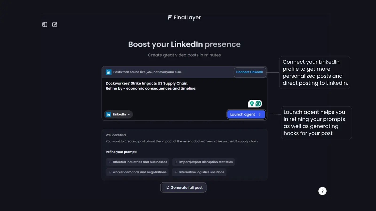 FinalLayer UI: Post on LinkedIn