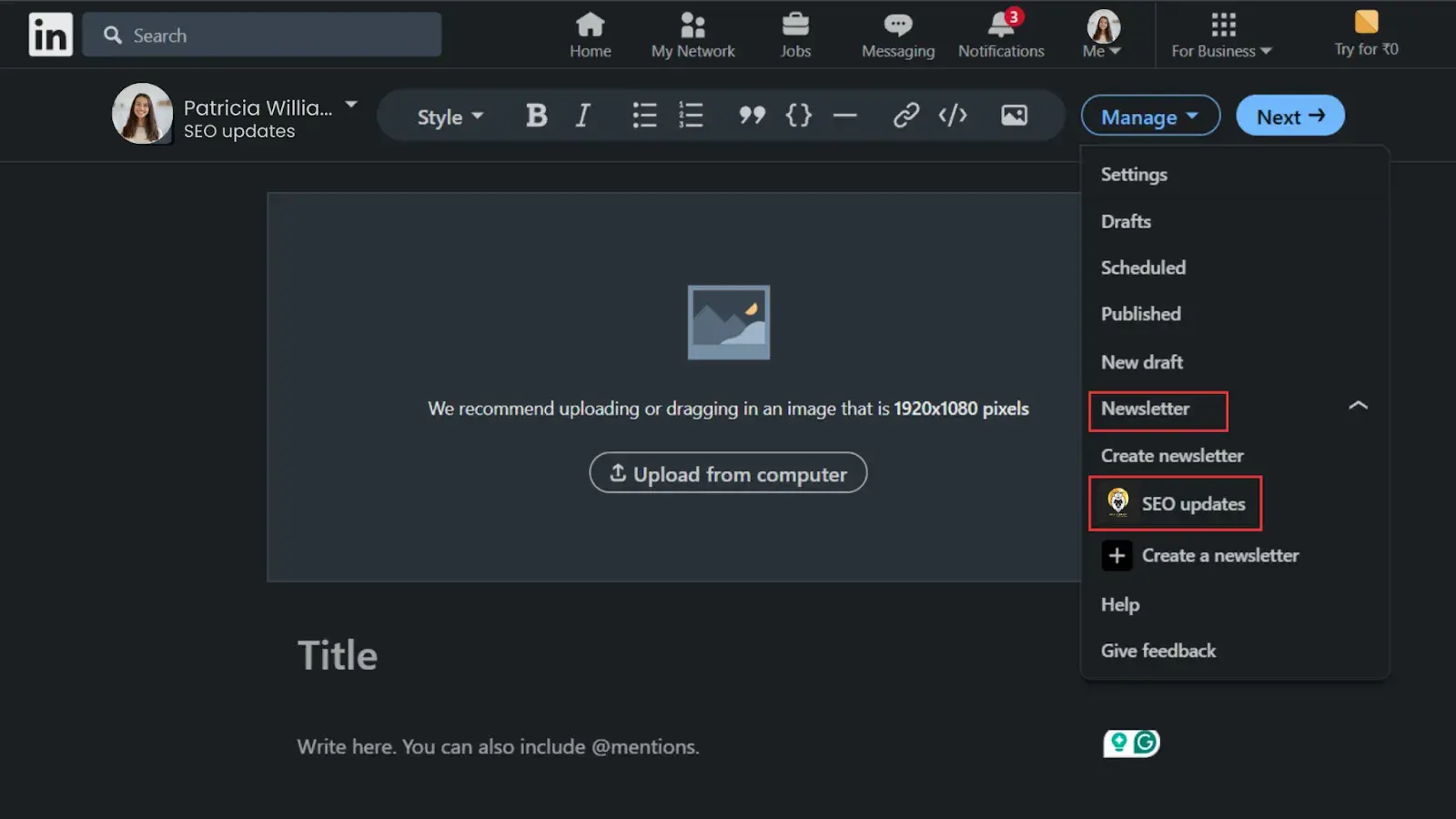 Write article For Newsletter