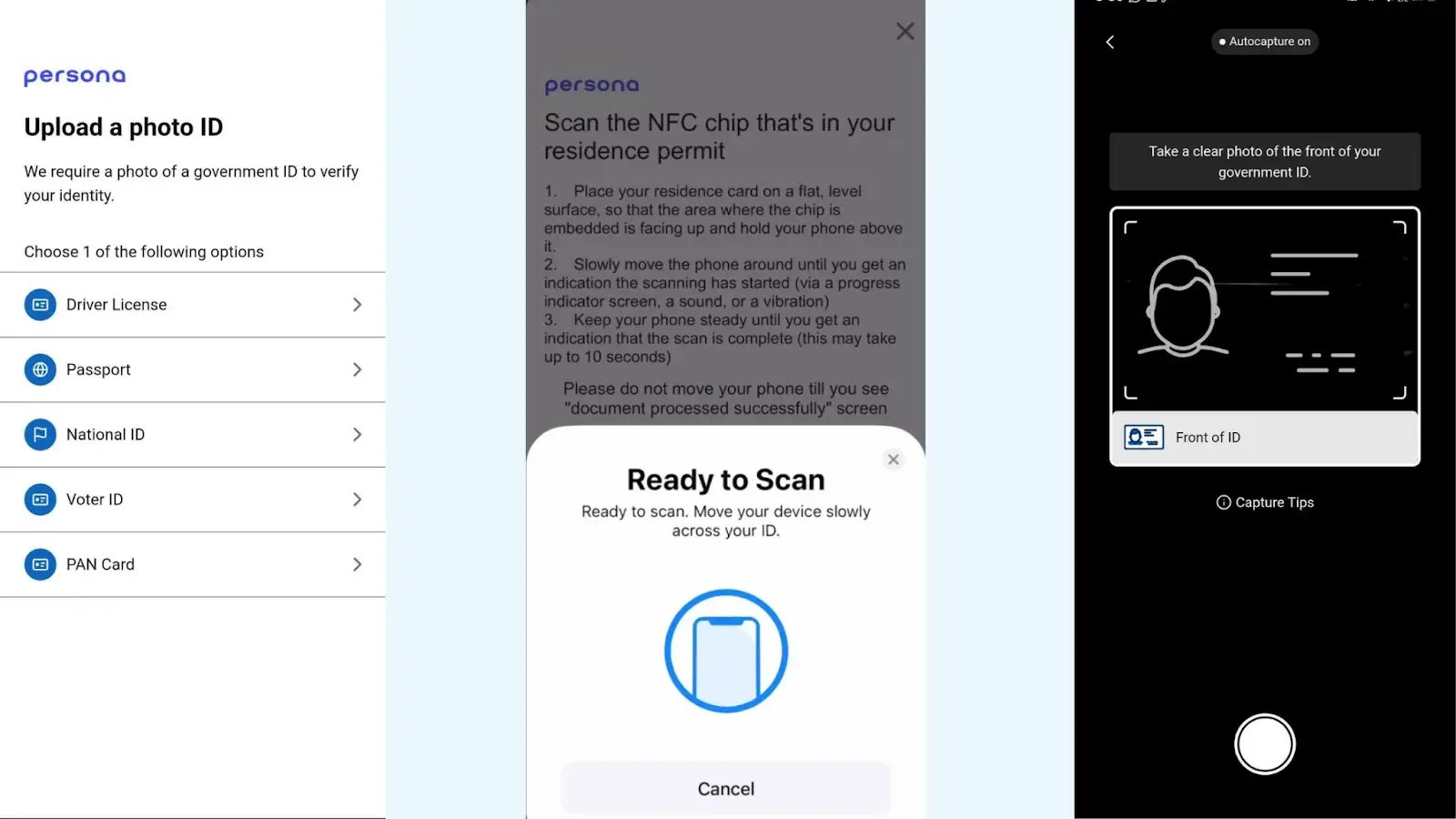 Taking selfie and scan the ID.