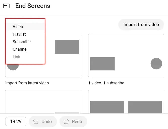 Elements of End screen