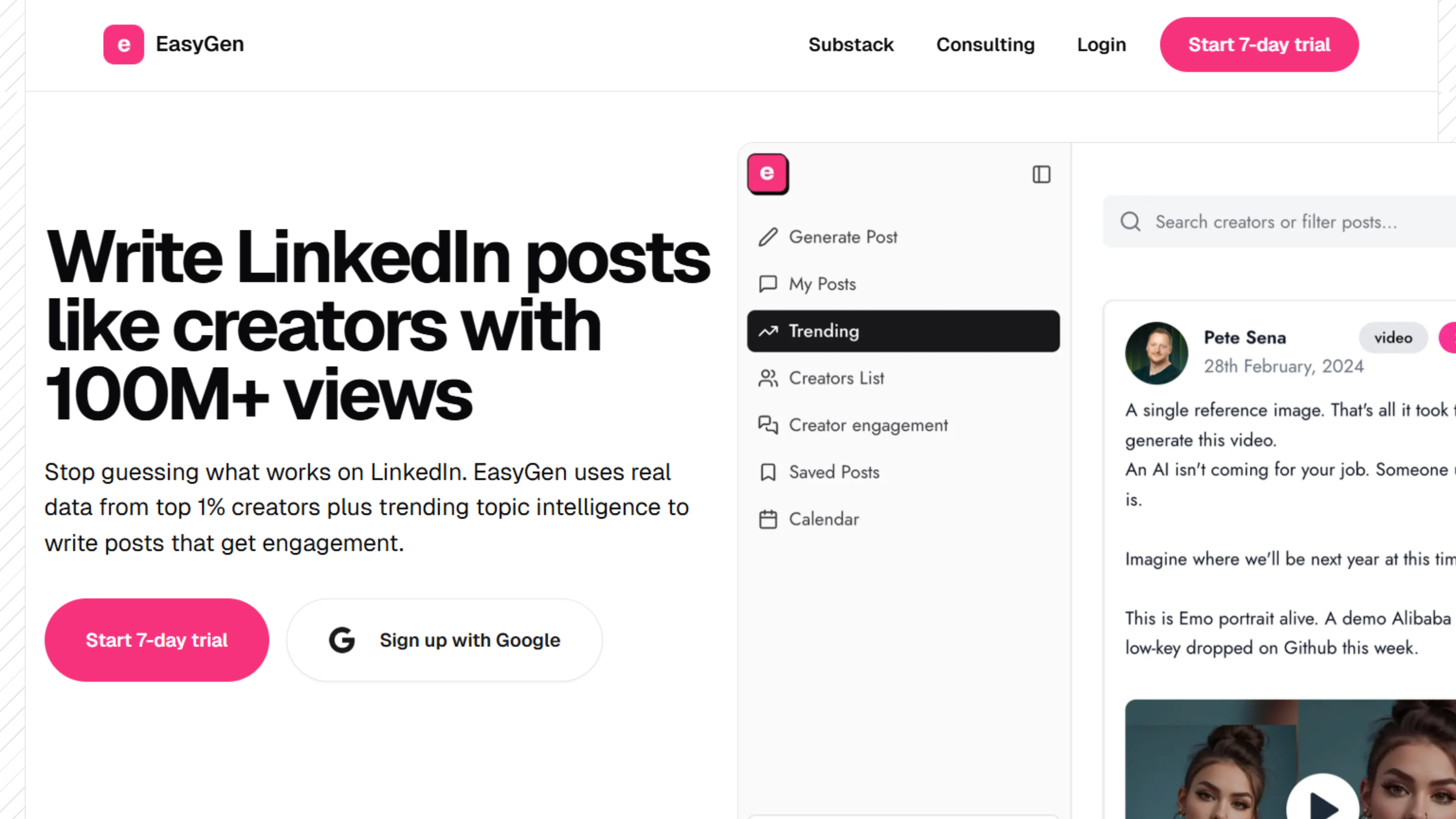 Easy gen Easy gen dashboard preview