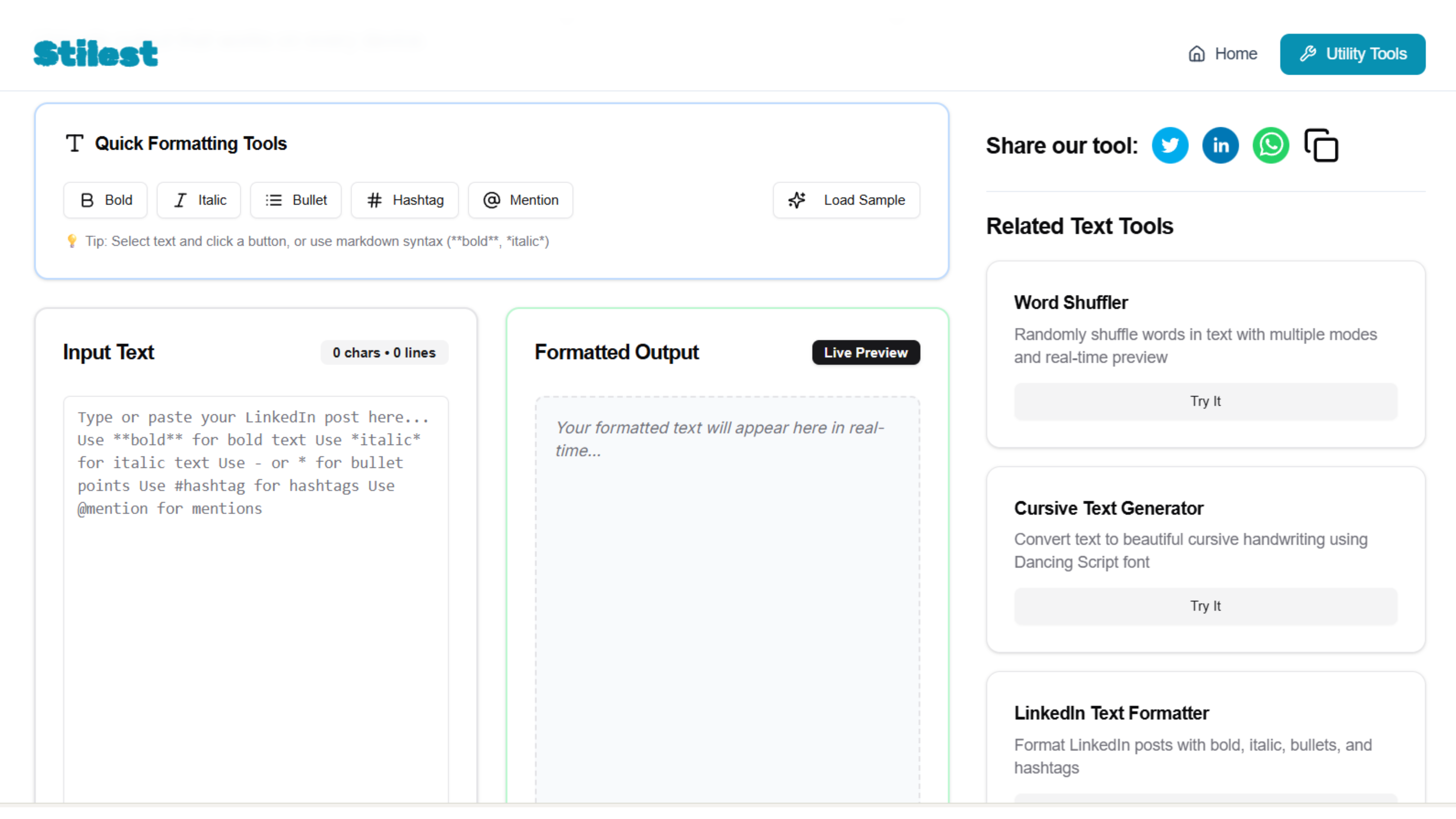 Stilest Stilest text Formatter preview