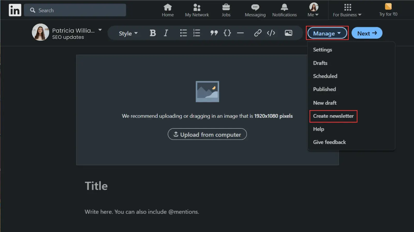 Manage option