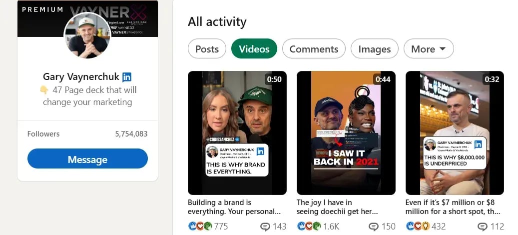 Video content on LinkedIn