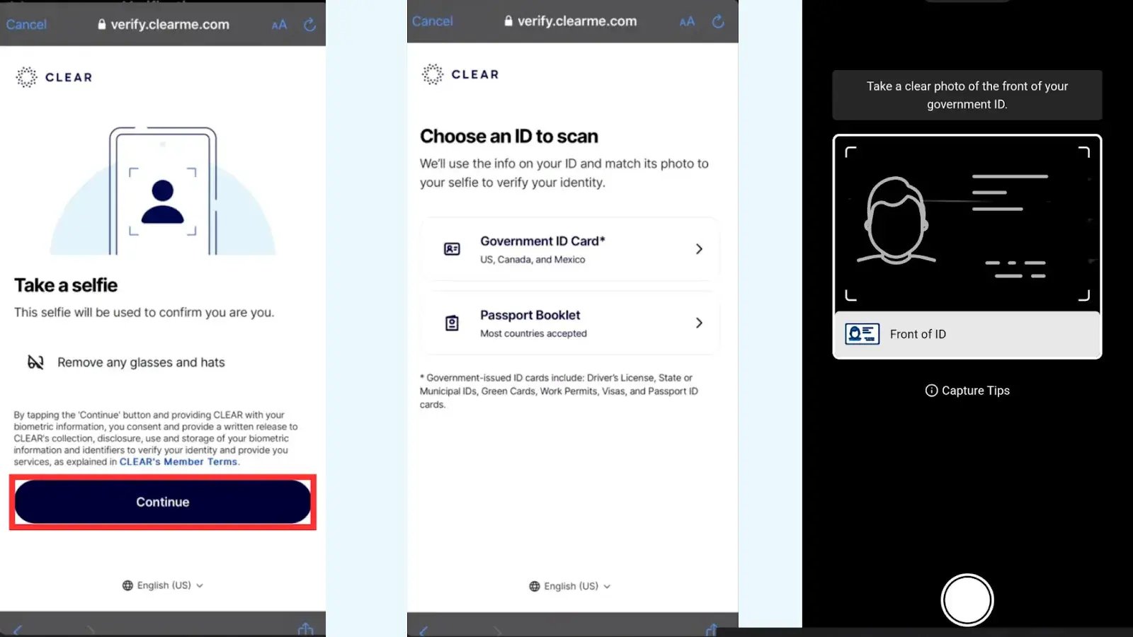 Selfie and scanning ID.