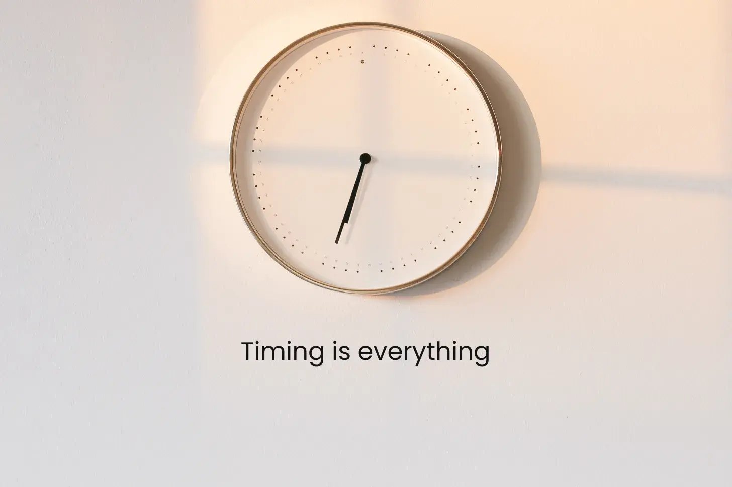 An image showing a clock and a description which says "Timing is everything"