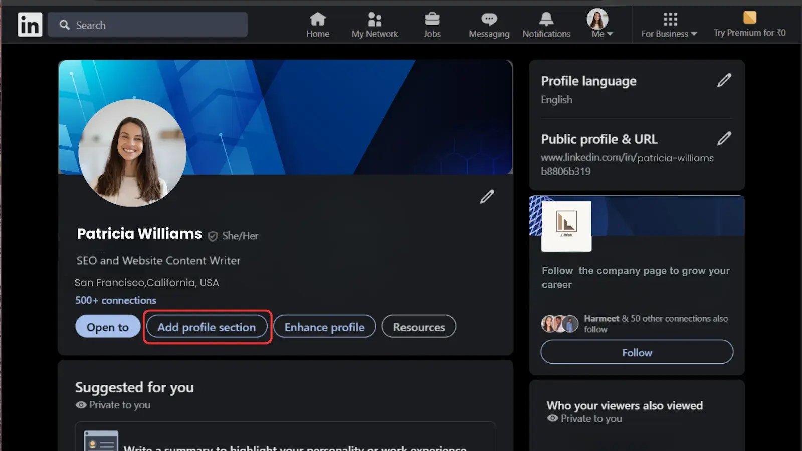 Add profile section