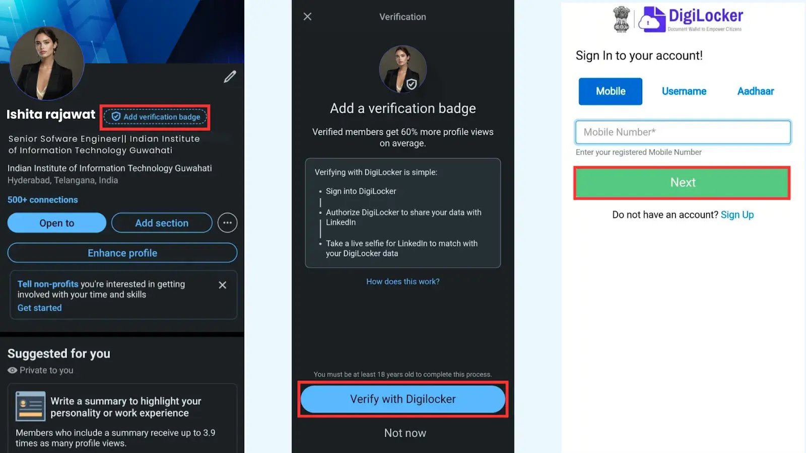 Verify with Digilocker.