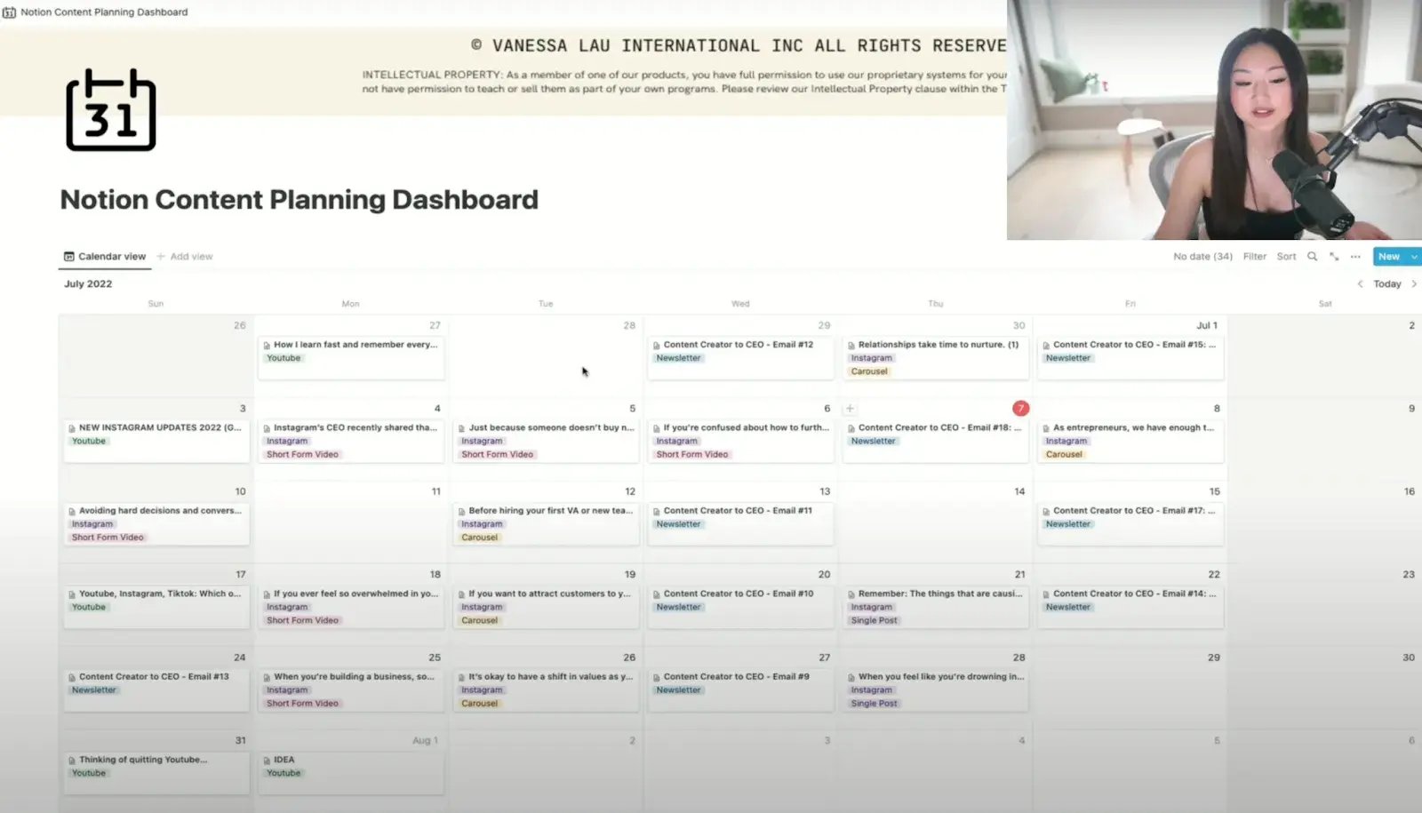 Venessa shows content dashboard