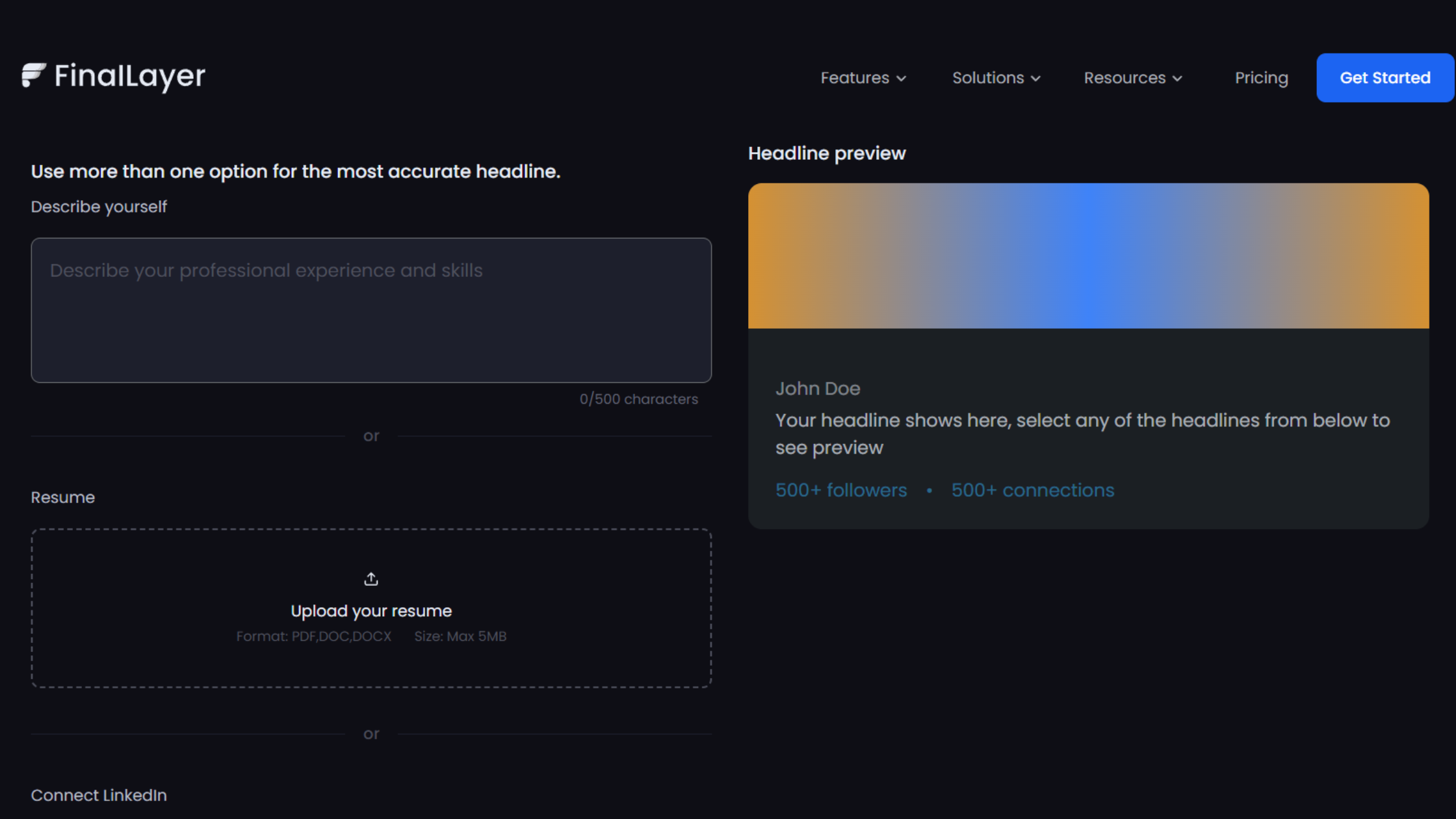 FinalLayer LinkedIn Headline Generator